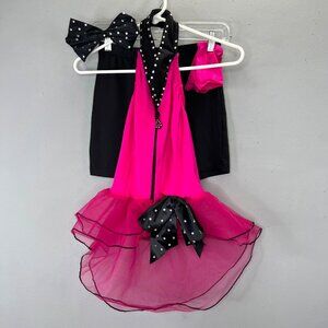 Kelle Dance Costume Jazz Tap Teen XS Adult Pink Black 4 Pc Shorts Top